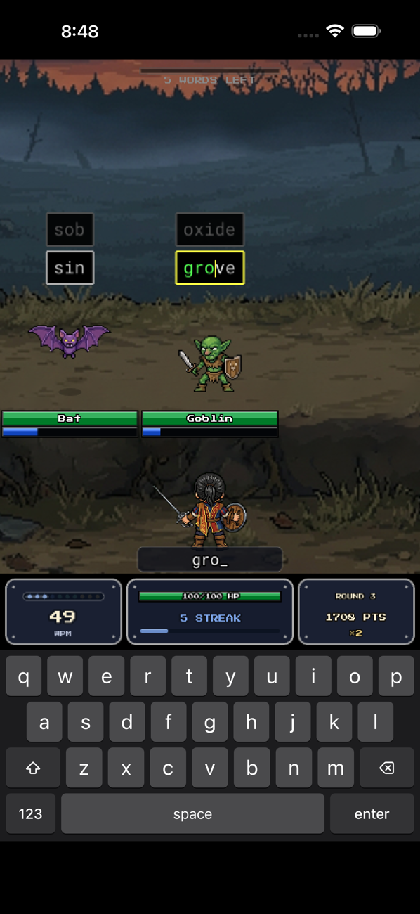 Keeb Quest running on iPhone
