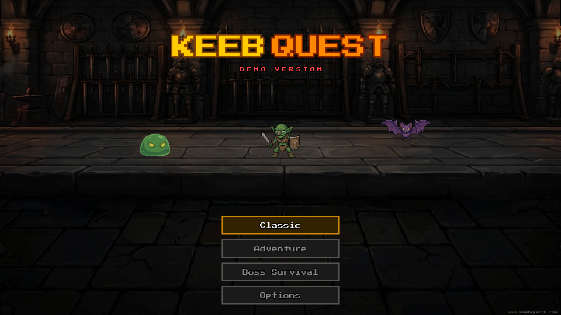 Keeb Quest main menu